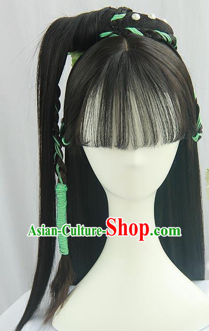 Traditional Chinese Cosplay Ming Dynasty Female Swordsman Wigs Sheath Ancient Flying Apsaras Chignon for Women