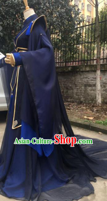 Traditional Chinese Cosplay Prince Navy Costumes Ancient Swordsman Hanfu Clothing for Men