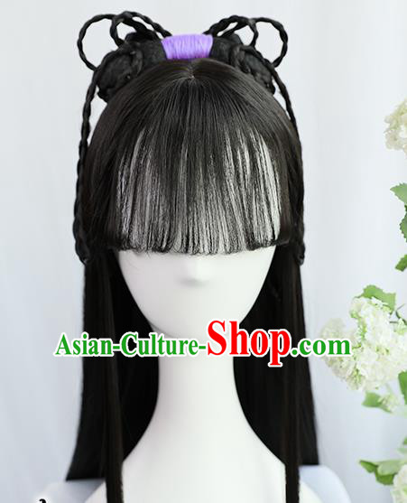 Traditional Chinese Cosplay Ming Dynasty Maidservants Wigs Sheath Ancient Nobility Lady Chignon for Women