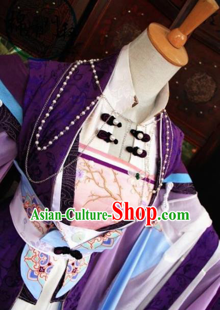 Traditional Chinese Cosplay Court Queen Purple Dress Ancient Drama Fairy Princess Costumes for Women