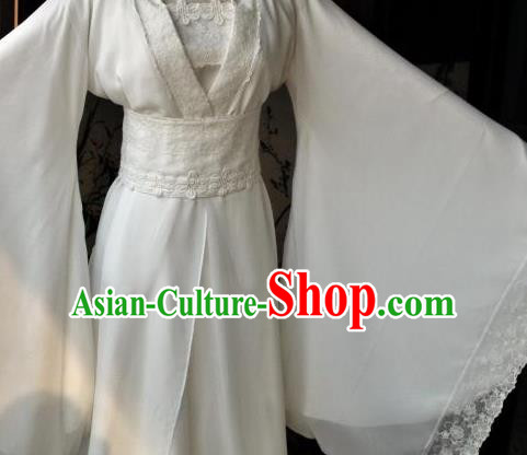 Traditional Chinese Cosplay Court Lady White Dress Ancient Drama Fairy Princess Costumes for Women