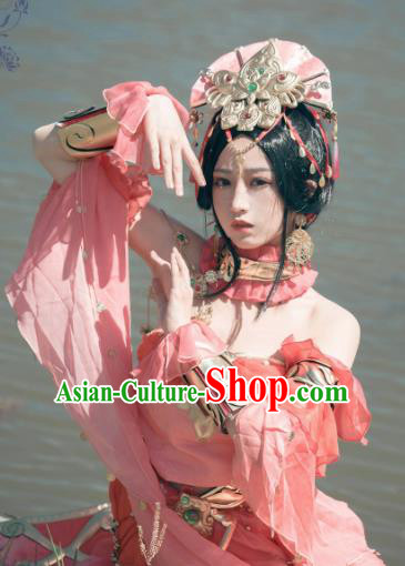 Traditional Chinese Cosplay Imperial Consort Wigs Sheath and Hair Accessories Ancient Goddess Chignon for Women