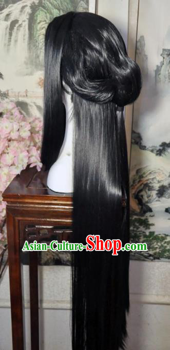 Traditional Chinese Cosplay Swordsman Wigs Sheath Ancient Nobility Childe Crown Prince Chignon for Men