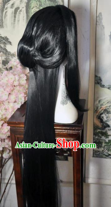 Traditional Chinese Cosplay Swordsman Wigs Sheath Ancient Nobility Childe Crown Prince Chignon for Men