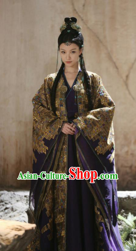 Chinese Ancient Flowers Goddess Dress Drama Love and Destiny Princess Ling Xi Ni Ni Costumes and Headpiece for Women