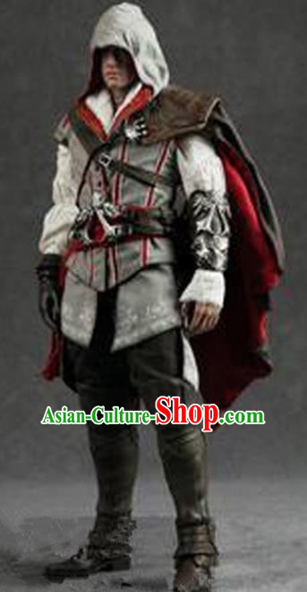 Top Grade Cosplay Assassin White Costumes Halloween Swordsman Clothing for Men