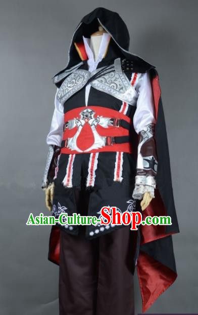 Top Grade Cosplay Assassins Creed Embroidered Costumes Halloween Swordsman Clothing for Men