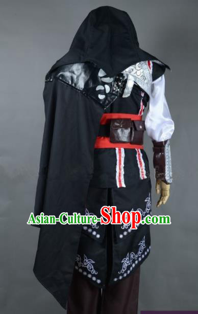 Top Grade Cosplay Assassins Creed Embroidered Costumes Halloween Swordsman Clothing for Men