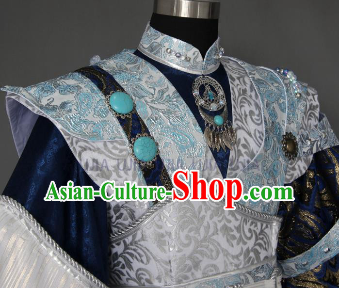 Chinese Cosplay Royal Highness Murong Ning Embroidered Costumes Ancient Swordsman Clothing for Men