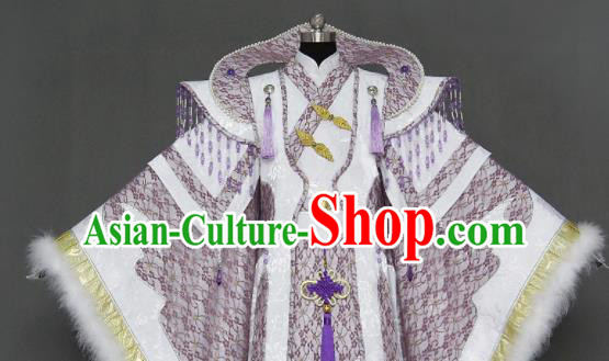 Traditional Chinese Cosplay Queen Lilac Dress Ancient Drama Female Swordsman Costumes for Women