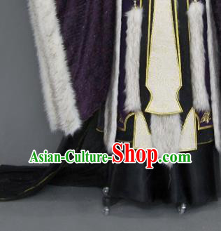 Chinese Cosplay Royal Highness Deep Purple Embroidered Costumes Ancient Swordsman Clothing for Men