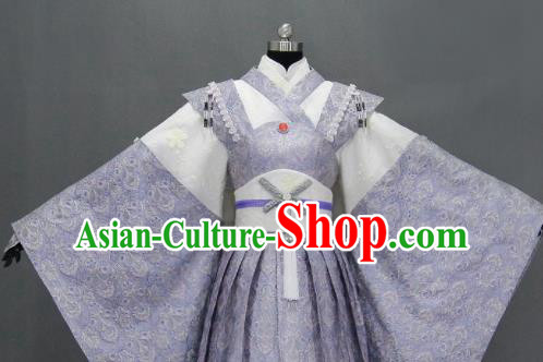 Traditional Chinese Cosplay Goddess Queen Violet Dress Ancient Drama Female Swordsman Costumes for Women