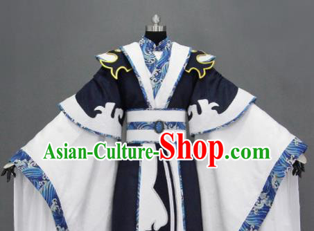 Chinese Traditional Cosplay King Navy Costumes Ancient Swordsman Clothing for Men