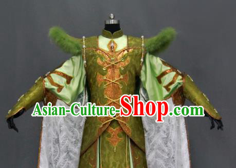 Traditional Chinese Cosplay Goddess Queen Green Dress Ancient Drama Female Swordsman Costumes for Women