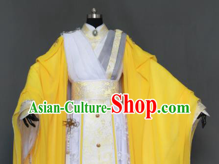 Customize Chinese Traditional Cosplay Taoist King Yellow Costumes Ancient Swordsman Clothing for Men