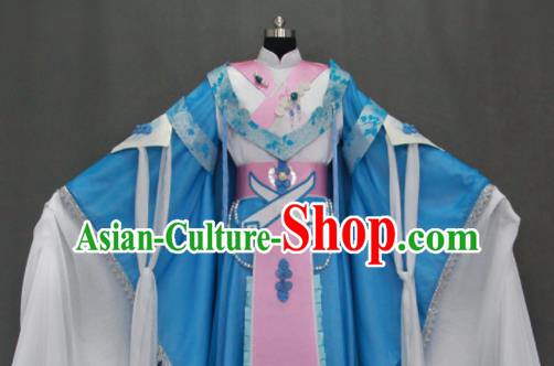 Traditional Chinese Cosplay Court Princess Blue Dress Ancient Drama Female Swordsman Costumes for Women