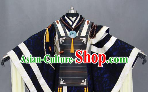 Customize Chinese Traditional Cosplay Taoist Priest Navy Costumes Ancient Swordsman Clothing for Men