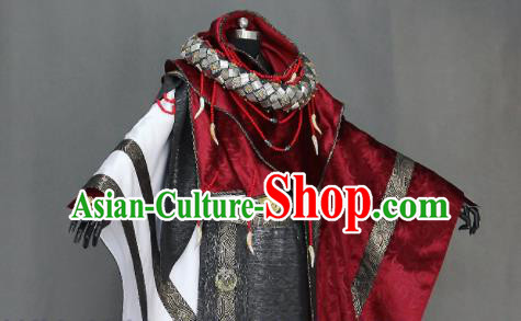 Customize Chinese Traditional Cosplay Taoist Priest Purplish Red Costumes Ancient Swordsman Clothing for Men
