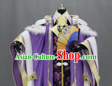 Customize Chinese Traditional Cosplay Taoist Priest Purple Costumes Ancient Swordsman Clothing for Men