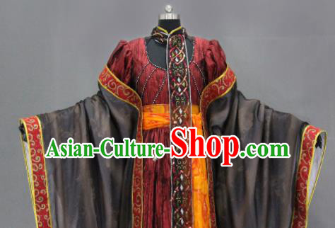 Traditional Chinese Cosplay Goddess Queen Purplish Red Dress Ancient Drama Female Swordsman Costumes for Women