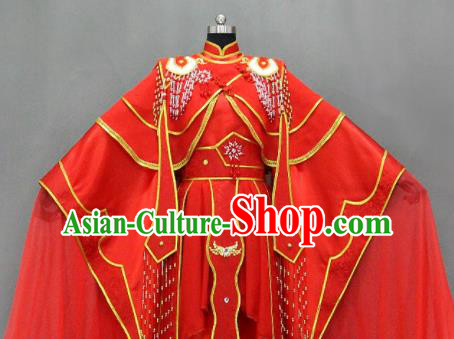 Traditional Chinese Cosplay Empress Red Dress Ancient Drama Female Swordsman Costumes for Women