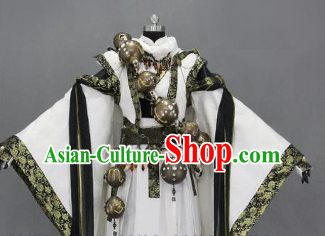 Customize Chinese Traditional Cosplay Taoist Monk White Costumes Ancient Swordsman Clothing for Men