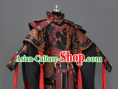 Customize Chinese Traditional Cosplay General Black Costumes Ancient Swordsman Clothing for Men