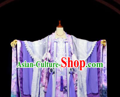 Traditional Chinese Cosplay Imperial Consort Purple Dress Ancient Drama Female Swordsman Costumes for Women