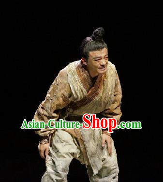 Chinese Drama Fu Sheng Ancient Qin Dynasty Civilian Clothing Stage Performance Dance Costume for Men