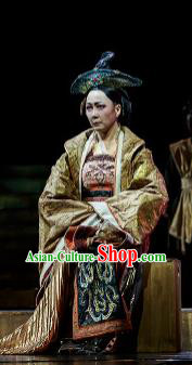 Chinese Drama Prince of Lanling Ancient Queen Mother Dress Stage Performance Dance Costume and Headpiece for Women