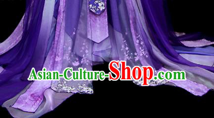 Traditional Chinese Cosplay Imperial Empress Purple Dress Ancient Drama Goddess Costumes for Women
