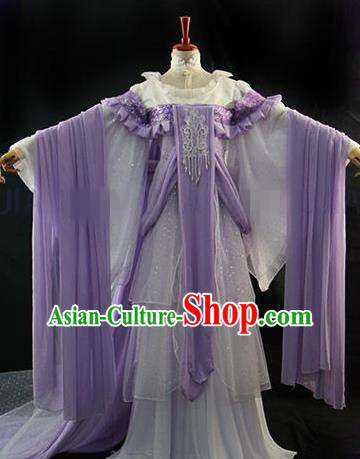 Traditional Chinese Cosplay Royal Princess Purple Dress Ancient Drama Goddess Costumes for Women