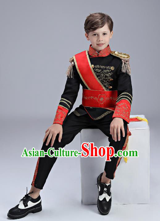 Traditional England Black Costumes European Court Honor Guard Clothing for Kids