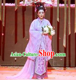 Chinese Drama Guangling Verse Ancient Jin Dynasty Court Lady Dress Stage Performance Dance Costume and Headpiece for Women