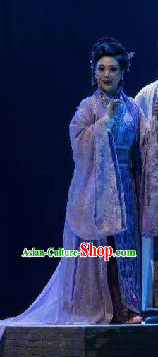 Chinese Drama Guangling Verse Ancient Jin Dynasty Court Lady Dress Stage Performance Dance Costume and Headpiece for Women