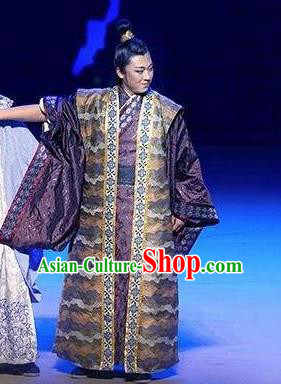 Chinese Drama Guangling Verse Ancient Jin Dynasty Nobility Childe Purple Clothing Stage Performance Dance Costume for Men