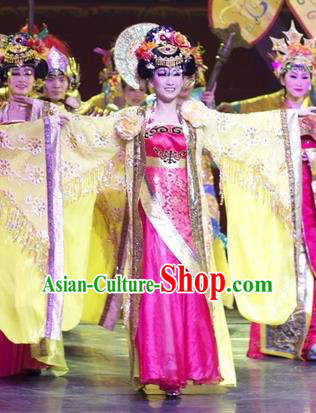 Chinese Impression of Suzhou Classical Dance Queen Dress Stage Performance Costume and Headpiece for Women