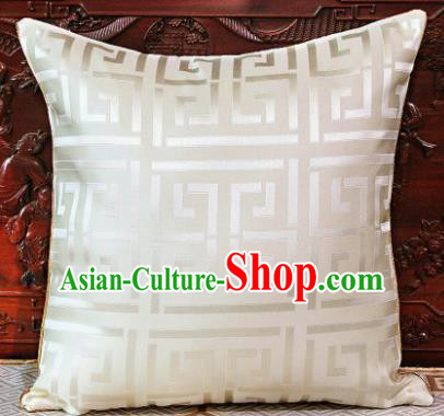 Traditional Chinese Pillowslip Classical Pattern White Brocade Cover Home Decoration Accessories