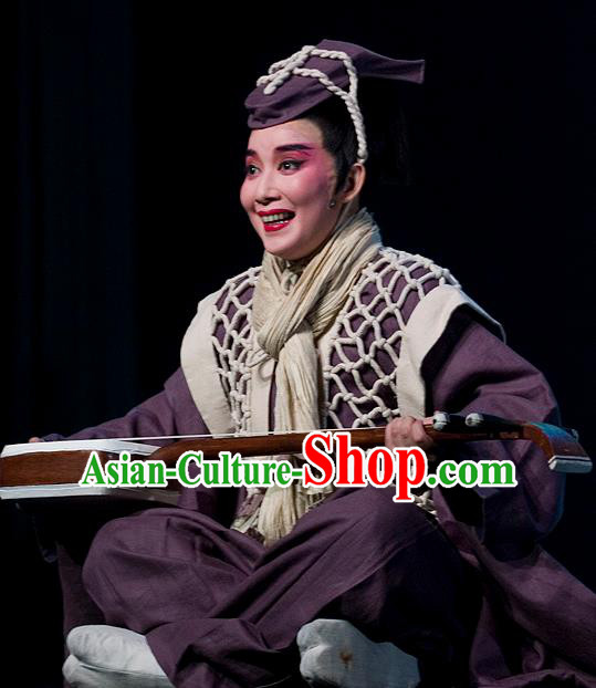 The Legend of Chunqin Shaoxing Opera Civilian Purple Kimono Clothing Stage Performance Dance Costume for Men