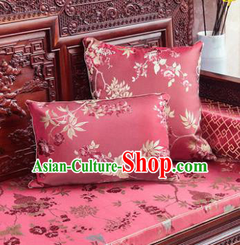 Traditional Chinese Pillowslip Classical Pattern Red Brocade Cover Two Pieces Complete Set Home Decoration Accessories