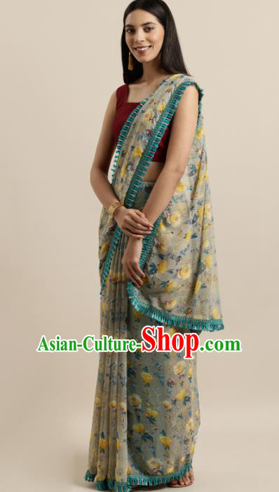 Asian Indian Bollywood Printing Georgette Dress India Traditional Sari Costumes for Women