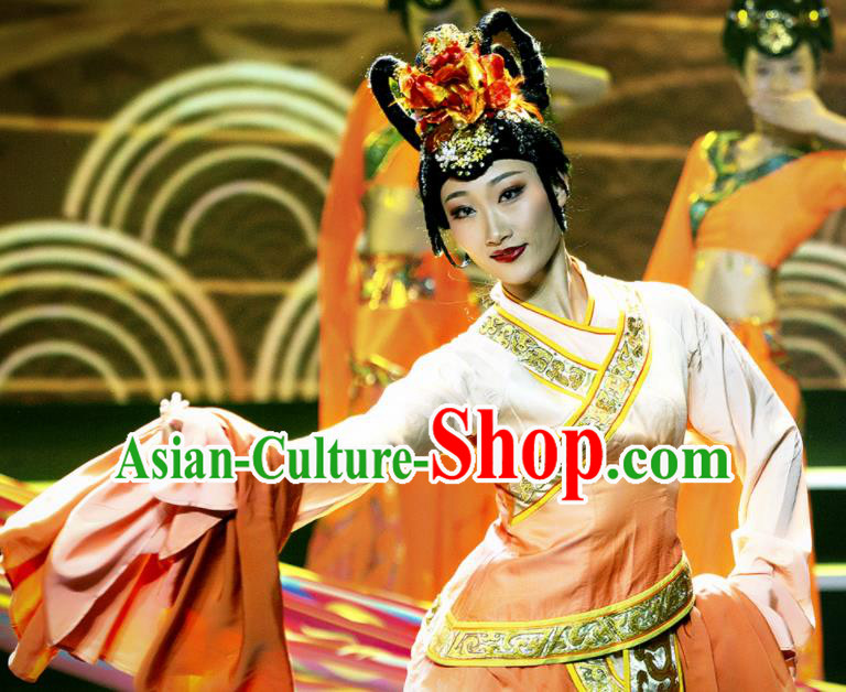 Chinese Phenix Dance In The Sky Classical Dance Dress Stage Performance Costume and Headpiece for Women