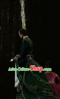 Chinese Zhaojun Chu Sai Dance Ancient Han Dynasty Emperor Green Clothing Stage Performance Dance Costume for Men
