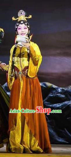 Chinese Zhaojun Chu Sai Ancient Court Classical Dance Dress Stage Performance Costume and Headpiece for Women