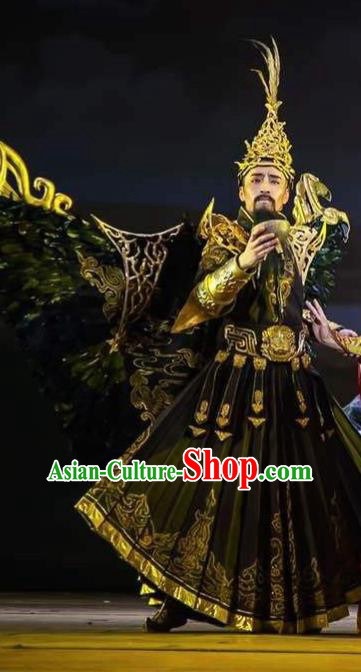 Chinese Zhaojun Chu Sai Dance Ancient Han Dynasty King Black Clothing Stage Performance Dance Costume for Men