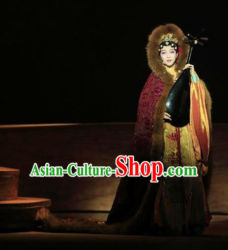 Chinese Zhaojun Chu Sai Ancient Han Dynasty Classical Dance Dress Stage Performance Costume and Headpiece for Women