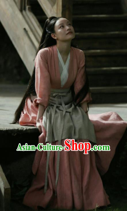 Chinese Ancient Female Civilian Drama Love and Destiny Lin Mo Ni Ni Pink Replica Costumes for Women