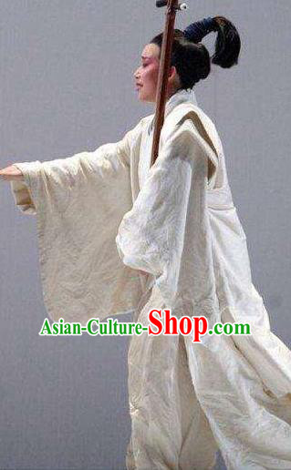 The Legend of Chunqin Shaoxing Opera White Kimono Clothing Stage Performance Dance Costume for Men