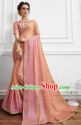 Pink Chiffon Asian Indian National Lehenga Sari Dress India Bollywood Traditional Costumes for Women