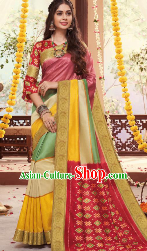 Asian Indian National Lehenga Pink Cotton Sari Dress India Bollywood Traditional Costumes for Women